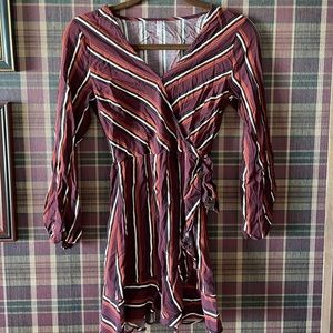 Xhilaration Striped Long Sleeve Wrap Mini Dress